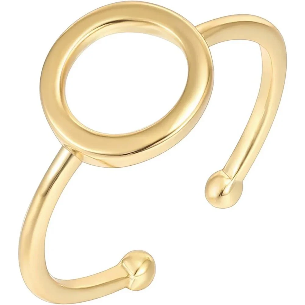 14K Gold Karma Open Circle Ring | Gold Plated Adjustable Rings for Women | Stack